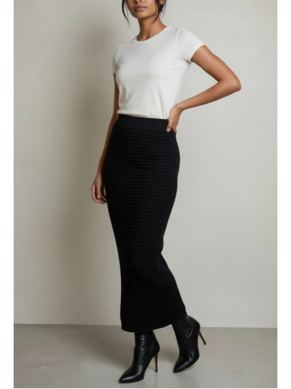 Zara New Ribbed Midi to Maxi Knit Skirt